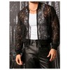 WDIRARA Men's Sheer Floral Lace Bomber Jackets Long Sleeve See
