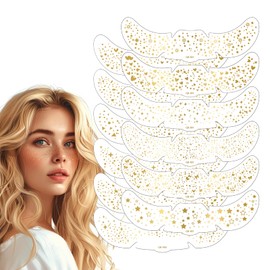 JTENGYAO 12 Pcs Multi-Style Gold Face Glitter Tattoo, Freckles Glow Up Fake Speckles, Waterproof Glitter Stickers, Makeup Festival Rave Accessories, Easy To Remove