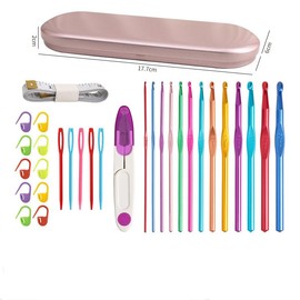 TOYSS Smooth Crochet Blanket Kit for Beginners, 1 Set with Aluminium Hooks, Storage Box, Stitch Markers, Needle Caps, Yarn, Traditional Style, Unisex, Kid