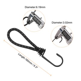 HARFINGTON 8Pcs Bungee Cord with Hooks 6.3" Rubber Bungee Cords Heavy Duty Tie Down Straps with Metal Hooks for Outdoor Camping Straps, Black