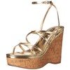 NINE WEST Women's Rachal3 Wedge Sandal, Gold, 10