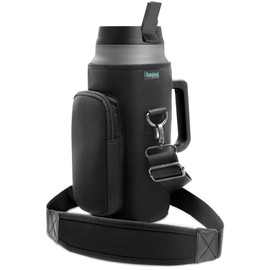 RANGLAND 64 oz Tumbler with Handle and Straw Lid - Insulated Metal Water Bottle with Carrier Bag Holder and Shoulder Strap (Wide Mouth/Half Gallon)