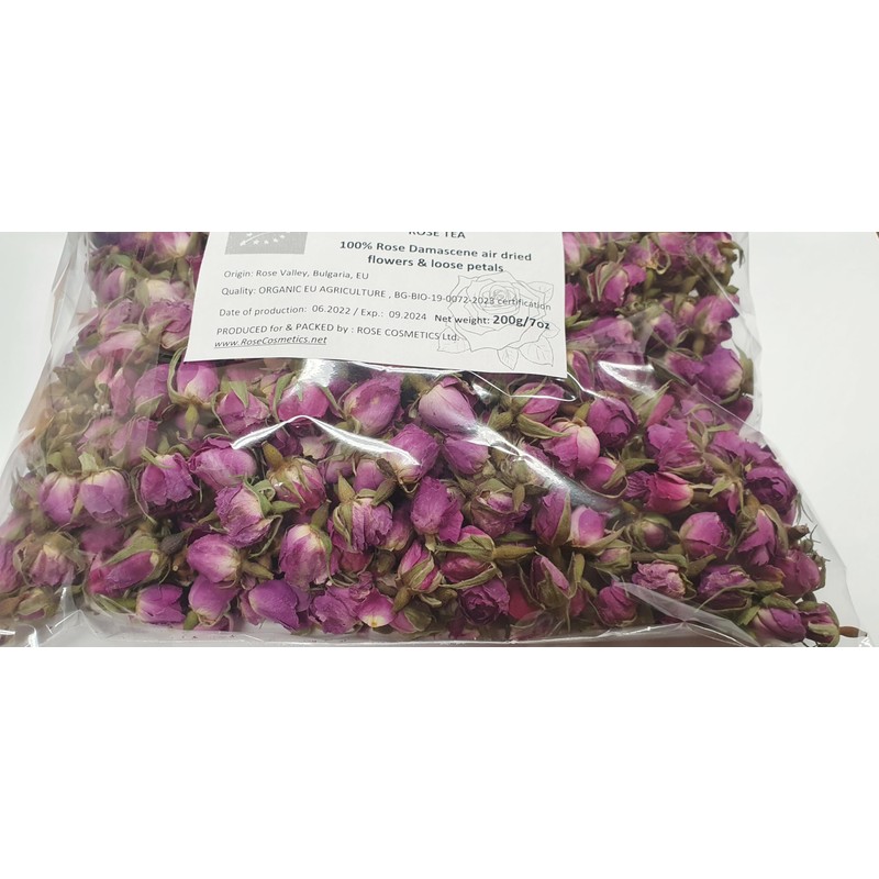 RoseCosmeticsnet ORGANIC DRIED ROSE BUDS BULGARIAN ROSE DAMASCENE TEA, 200g