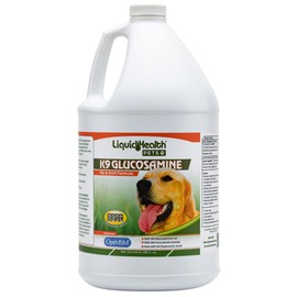 LIQUIDHEALTH 128 Oz K9 Liquid Glucosamine for Dogs, Puppies and Seniors - Chondroitin, MSM, Hyaluronic Acid – Dog Hip and Joint Health, Dog Vitamins for Dog Joint Pain, Dog Joint Oil - 1 Gallon