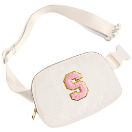Gitus Gifts for Teen Girls 10-12 12-14 14-16 16-18 Birthday Gifts for Girls Women Sister Teacher Initial Belt Bag Fanny Pack Crossbody Bags for Teen Girl Gifts Trendy Stuff Travel Essentials (Ivory-S)