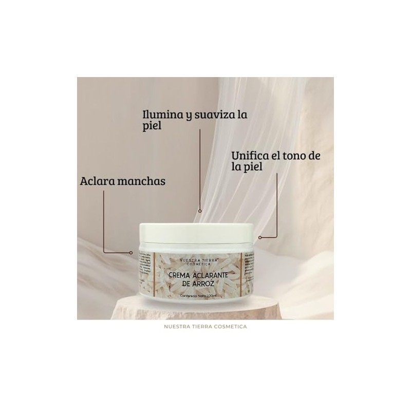 Nuestra Tierra Cosmética Crema Aclarante de Arroz con Niacinamida y