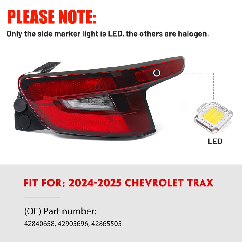 Huray Right Halogen Tail Light Fit for Chevy Trax 2024