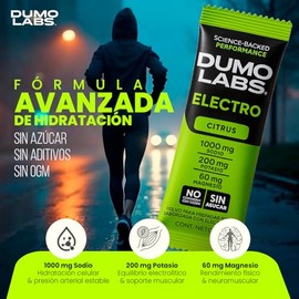 DUMO ELECTRO  Electrolitos Orales en polvo sin azucar  Suplemento Deportivo Premium para Hidratacin con Sodio, Potasio y Magnesio  Electrolitos para  