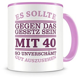 Samunshi® Tasse mit Spruch witzige Geschenke zum 40 Geburtstag Mann Frau Oma Opa Geburtstag Geschenkideen zum 40 Geburtstag Gut aussehen 40 Jahre 300ml rosa/rosa