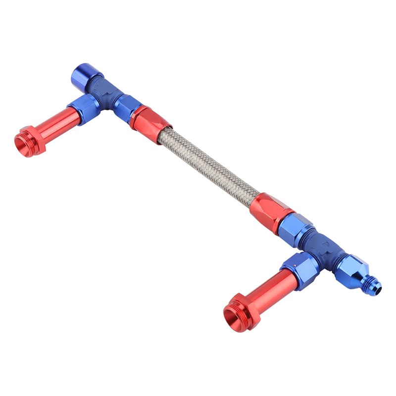 AN8 Braided Dual Feed Fuel Line Kit Carb Fittings for