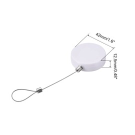 MECCANIXITY Round Retractable Cable Lock with Self-Adhesive, Remote Control Security Lock Anti-Lost Rope Hardware Cable Lock 600g Tensile Force White Pack of 2