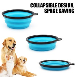 COLLAPSIBLE 2-Pack Small Dog Travel Bowl, Collapsible Bowls for Dogs, Foldable Cat Water Bowl, Portable Pet Traveling Dish (Light Blue & Light Green)