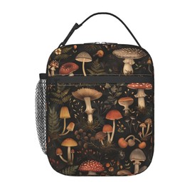 cromcu Mushroom Insulated Lunch Box for Women Men Mushroom Lunch Bag for Work,Picnic,Travel,Hiking,Beach or Fishing Polyester Forest Lunch Box for Adults Kids
