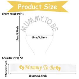 3 Piece Set Mum To Be Sash, Baby Shower Sash Mummy To Be, Daddy To Be Party Decoration Mom Crown Expectant Mother Gifts for Baby Welcome Party Mummy To Be Sash