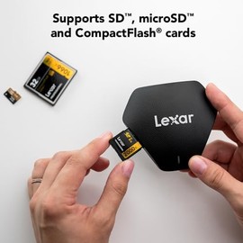 Lexar Professional Lector 3 en 1 USB 3.1 Multi-Tarjeta, Compatible con Tarjetas SD, microSD y CF (LRW500URBNA)