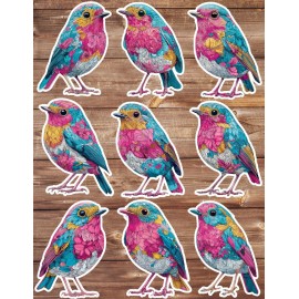 Handmade Colorful Bird Vinyl Die Cut Stickers Set Scrapbooking Laptop Water Bottle