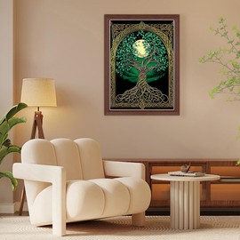 AIRDEA Full Drill Tree of Life Diamond Art Kits Adults, 5D DIY Moon Diamond Painting Kit, Gem Arts and Crafts for Adults for Home Wall Decor 30x40 cm