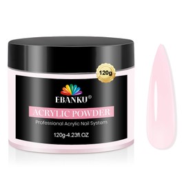 EBANKU Acrylic Powder, 120g/4.23oz Natural Pink Acrylic Nail Powder Large Capacity Professional Nail Powder for Nail Acrylic Extension, Nail Carving, Long-Lasting, No Nail Lamp Needed