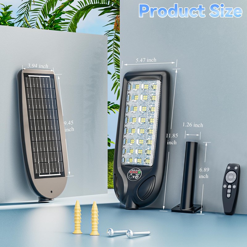 Solar Street Light Outdoor, 3 Color Temperature Waterproof 30000LM, Solar