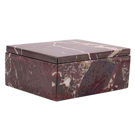 Burgundy Marble Stone Pet Cremation Urn Box for Cat, Dog or Small Pets Ashes - Up to 14 Pounds
