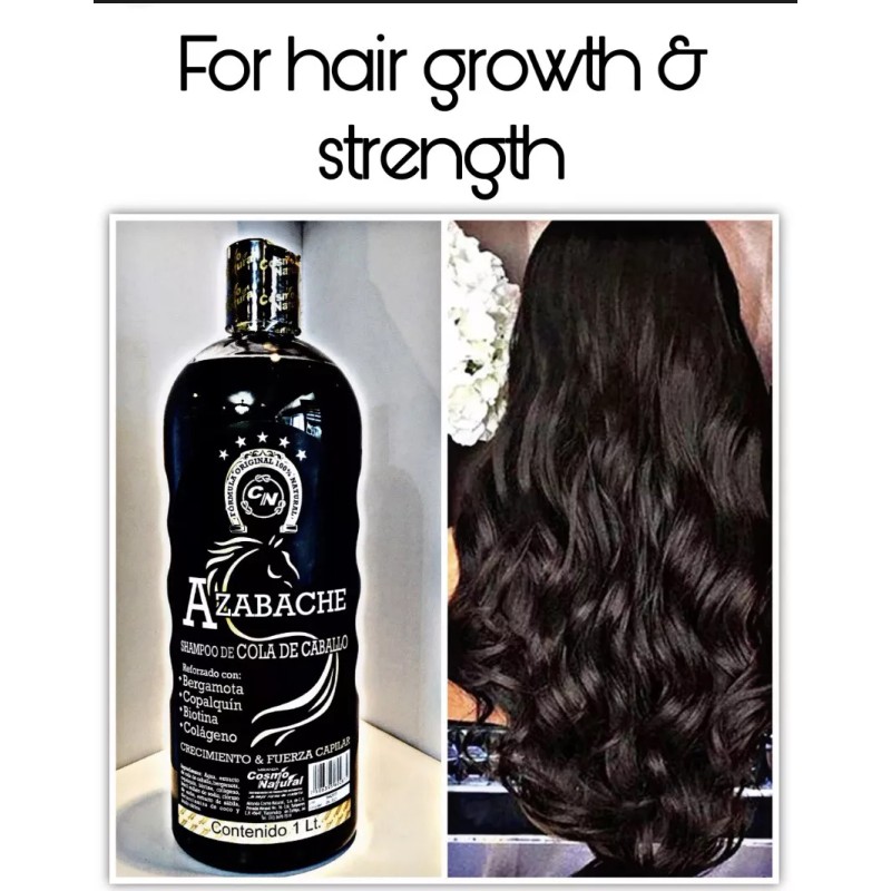 COSMO NATURAL AZABACHE-HAIR GROWTH & STRENGTHENING SHAMPOO-BERGAMOT,COPALQUIN,COLLAGEN,BIOTIN