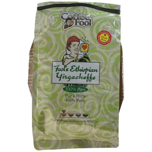 The Coffee Fool Ethiopian Yirgacheffe, Whole Bean, 2 Pound