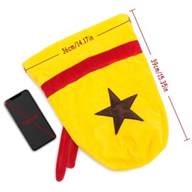 COSPLAY STUDIO Travel-Friendly Animal Bells Bag Drawstring Plush Travel Makeup Cosmetic Storage Bags Organizer with Embroidered Star Patch Two Size (Large)