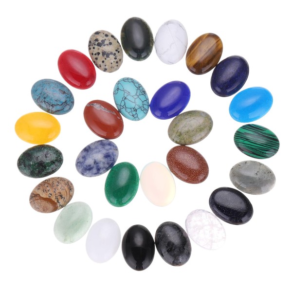MECCANIXITY 36 Pcs Flat Back Oval Gemstone 25 x 18mm