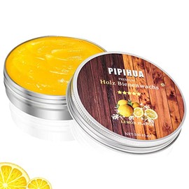 PIPIHUA Beeswax Furniture Polish, Wood Seasoning Beeswax for Furniture Waterproof & Repair Wood Wax to Protect & Care, 1pc Beeswax with Sponge (Lemon)