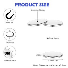 Wukong Super Strong Magnets, 20x4 mm | 16 Pack Heavy Duty Round Magnets for Fridge, Crafts, Pin Board, Notice Board, Office Crafts