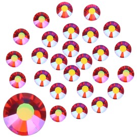 Jollin Glue Fix Crystal Flatback Rhinestones Glass Diamantes Gems for Nail Art Crafts Decorations Clothes Shoes(ss20 1440pcs, Red AB)