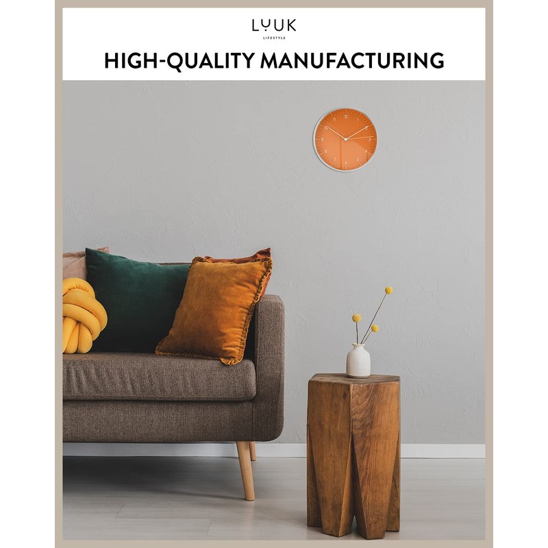 LUUK LIFESTYLE Silent quartz wall clock, modern and minimalist design,