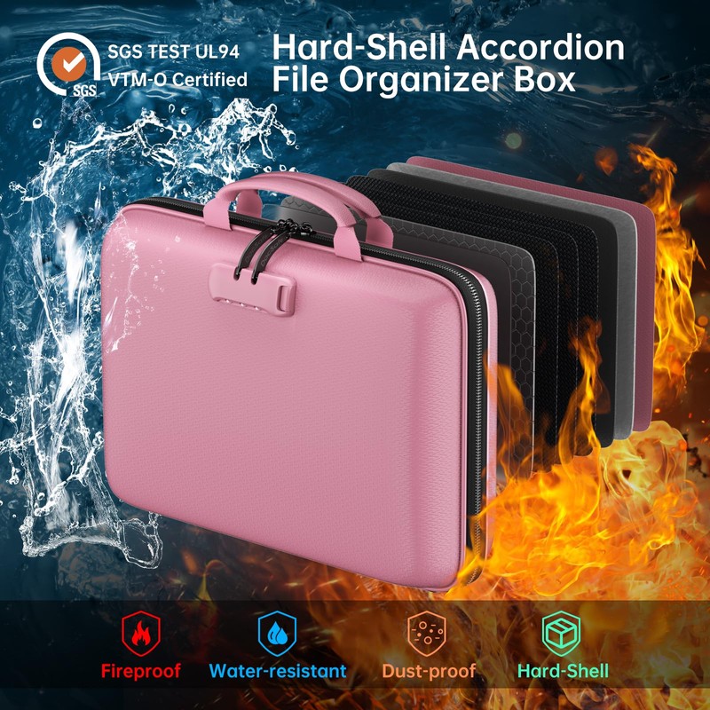 DocSafe Fireproof File Organizer with Lock, Hard-Shell Case Fireproof Document