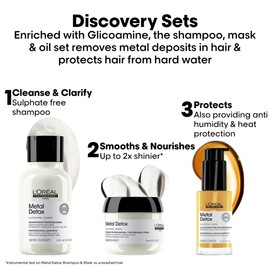 L'Oréal Professionnel Metal Detox Shampoo, Mask & Oil Mini Trio Kit, Prevent Breakage & Colour Fade from hard water, 100ml, 75ml & 30ml