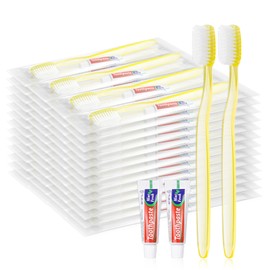 Disposable Toothbrush with Toothpaste Set Bulk, Individually Wrapped Soft Bristles Travel Size Medium Manual Toothbrushes Kit for Hotel/Travel/ Business/Donation/Homeless/Charity/Camping (60 Pack)