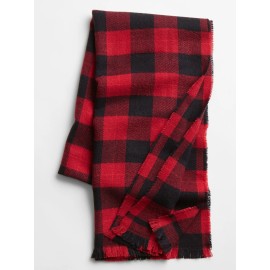 GAP Cozy Scarf Soft Knit, pattern: buffalo plaid RED Black  NEW