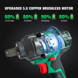 NEWBEAT Cordless Impact Wrench Set - 1/2 inch Impact Gun, Electric Power Impact Driver Max Torque 550 N.m, 21V Brushless, 2*4.0Ah Battery, 2400 RPM Variable Speeds for Car Home DIY, Tire Removal Tool