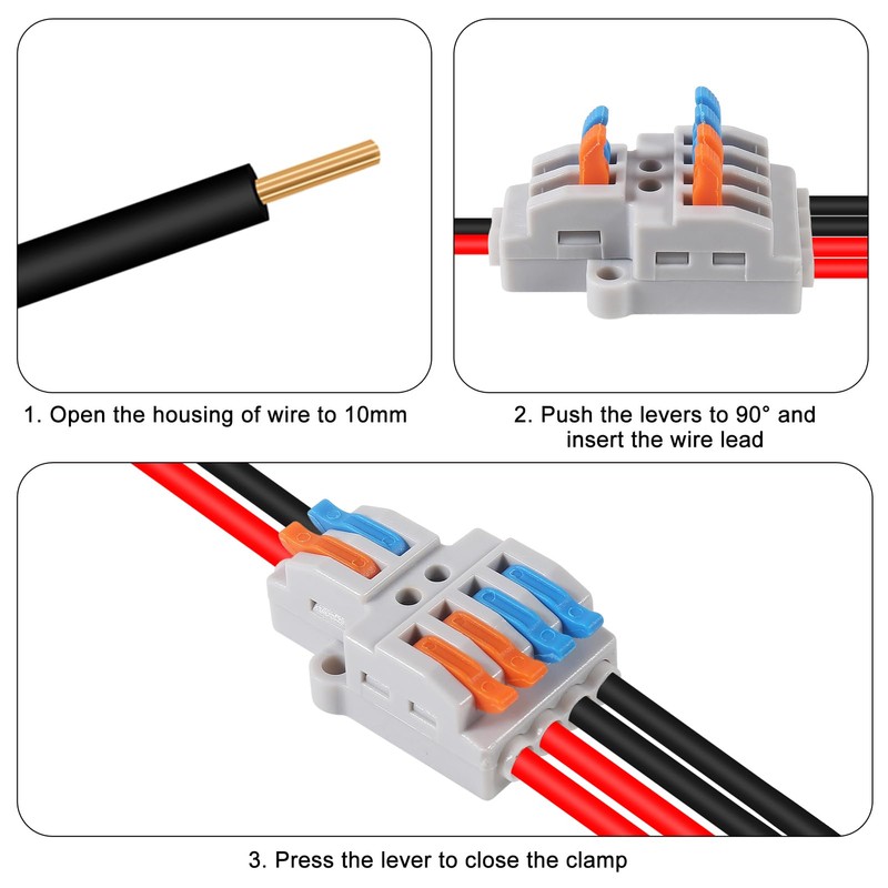10Pcs 2 in 4 Lever Wire Connector Compact DIY Quick