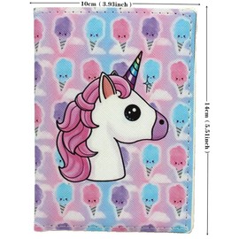 Cute Women Passport Horder PU Leather Passport Cover Travel Unicorn Passport Book Holder For Girls Teens, Unicorn D, Cute