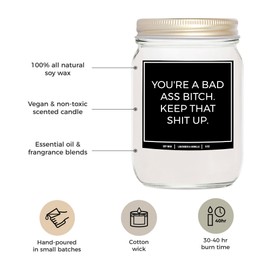 You Nique Designs Inspirational Candle 8oz, Motivational Candle with Sayings On Jar - Get Well Soon Gift, Best Friend, Mom, Coworker Surprise Gift, Novelty Candles (Lavender & Vanilla)