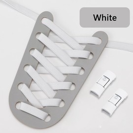 TEEZY No Tie Shoe Laces for Trainers | Premium Elastic Weave & Chrome Buckle | Adult/Kids Tieless Elastic Shoelaces | ORIGINAL (White)