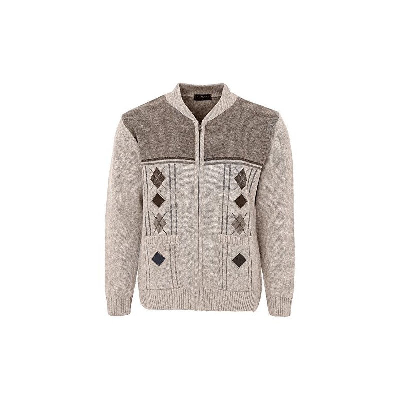 Men Knitted Cardigan Zip Front Chunky Cable Knit with Front