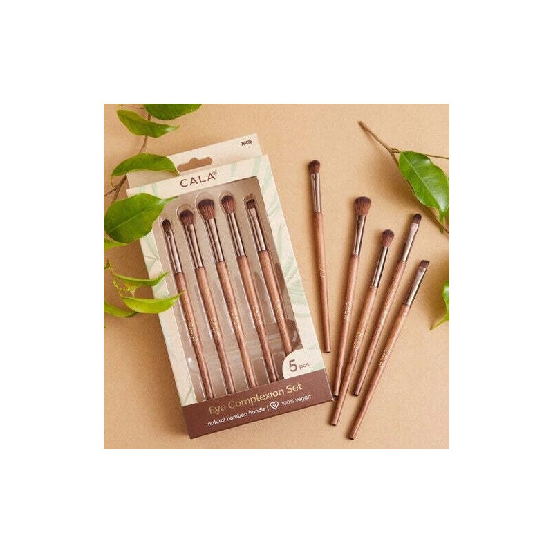 Cala Dark Bamboo Eye Complexion Makeup Brush Set- 5pc