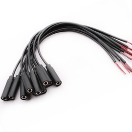 VISSQH 10 pieces 3.5 mm socket to bare wire with open end, TS 2-pin mono 1/8 inch for soldering, 3.5 mm jack plug, audio cable replacement for repairing audio, headphones cables (30 cm)