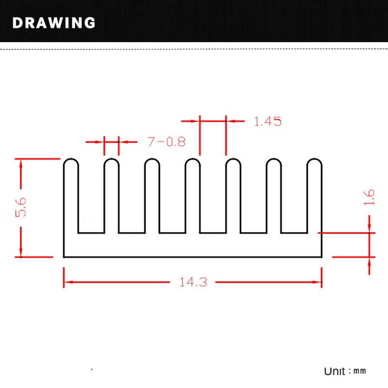 20pcs Aluminum Heat Sinks 14x14x6mm Black