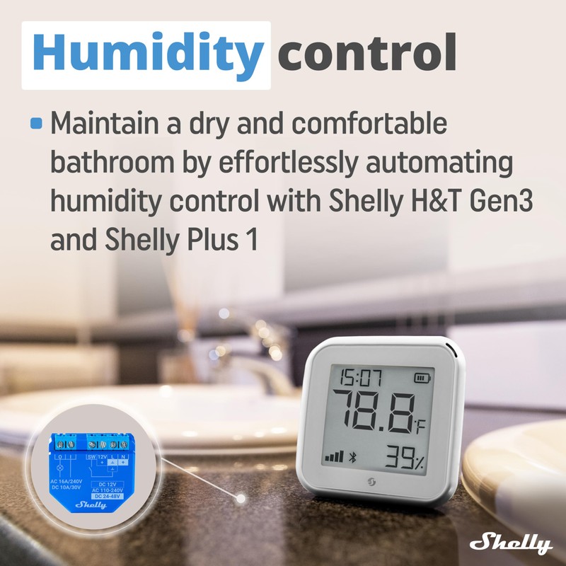 Shelly Shelly H&T Gen 3 - Wi-Fi & Bluetooth Temperature,