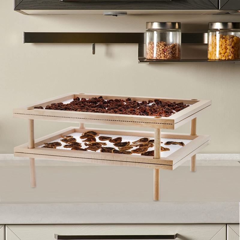 Cedilis Set of 2 Stackable Wood Pasta Herb Drying Rack,