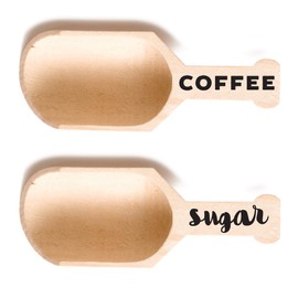 Perfect Stix 4.25'' Mini Wood Scoop,Coffee,Sugar Black Print .4ct.