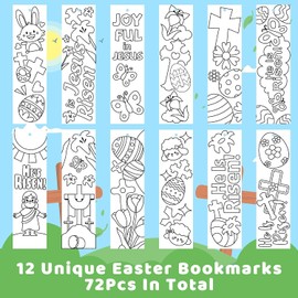 EGuangwiua Pack of 75 He is Risen Colouring Bookmarks for Children Religious DIY Drawing Paper Bookmarks Reading Enthusiasts Gift School Reward Sunday Church Birthday Party Accessories