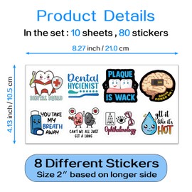 YAZMEEN 80 Pcs Funny Face Organ Nurse Stickers 2'' Nurse Accessories Gifts Decals for Dentisit Lung Respiratory Therapist Nurse Doctor Medical Staff Appreciation Gifts Decals for Laptop Window Wall